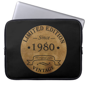 Born in 1980 vintage birthday laptop sleeve