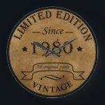 Born in 1980 vintage birthday large clock<br><div class="desc">You can add some originality to your wardrobe collection with this vintage retro rustic graphic design with awesome typography font lettering, a great gift for men, women, husbands, wives, girlfriend, and a boyfriend who will love this one-of-a-kind artwork. The best and most fun holiday present for your happy birthday party....</div>