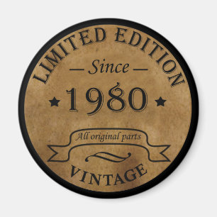 Born in 1980 vintage birthday magnet