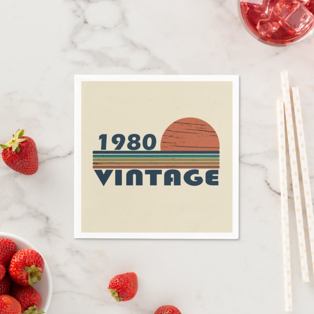 Born in 1980 vintage birthday napkin (Insitu)