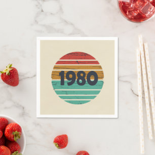 Born in 1980 vintage birthday napkin