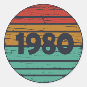 Born in 1980 Vintage Birthday Party Classic Round Sticker