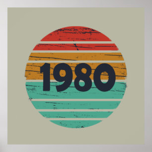 Born in 1980 vintage birthday poster