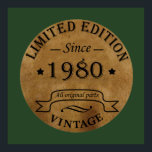 Born in 1980 vintage birthday poster<br><div class="desc">You can add some originality to your wardrobe collection with this vintage classic birthday graphic design with awesome typography font lettering; It is a great gift for men, women, husbands, wife, girlfriend, and boyfriend who will love this one-of-a-kind artwork. The best and most fun holiday present for your happy birthday...</div>