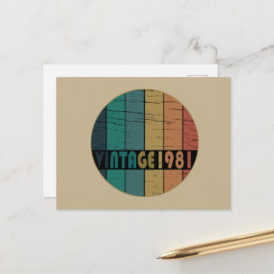 Born in 1981 classic vintage birthday holiday postcard