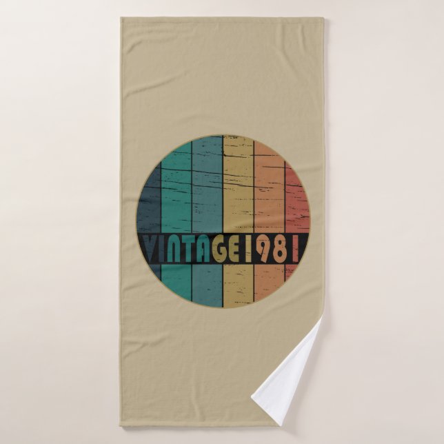 Born in 1981 vintage birthday bath towel (Bath Towel)