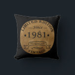 Born in 1981 vintage birthday cushion<br><div class="desc">You can add some originality to your wardrobe collection with this vintage classic birthday graphic design with awesome typography font lettering; It is a great gift for men, women, husbands, wife, girlfriend, and boyfriend who will love this one-of-a-kind artwork. The best and most fun holiday present for your happy birthday...</div>