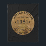 Born in 1981 vintage birthday fleece blanket<br><div class="desc">You can add some originality to your wardrobe collection with this vintage classic birthday graphic design with awesome typography font lettering; It is a great gift for men, women, husbands, wife, girlfriend, and boyfriend who will love this one-of-a-kind artwork. The best and most fun holiday present for your happy birthday...</div>
