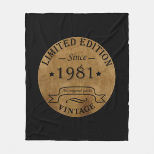 Born in 1981 vintage birthday fleece blanket