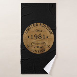 Born in 1981 vintage birthday gift bath towel