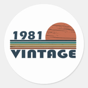 Born in 1981 vintage birthday gift classic round sticker