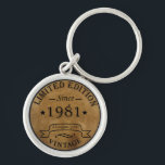 Born in 1981 vintage birthday key ring<br><div class="desc">You can add some originality to your wardrobe collection with this vintage classic birthday graphic design with awesome typography font lettering; It is a great gift for men, women, husbands, wife, girlfriend, and boyfriend who will love this one-of-a-kind artwork. The best and most fun holiday present for your happy birthday...</div>