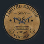 Born in 1981 vintage birthday large clock<br><div class="desc">You can add some originality to your wardrobe collection with this vintage classic birthday graphic design with awesome typography font lettering; It is a great gift for men, women, husbands, wife, girlfriend, and boyfriend who will love this one-of-a-kind artwork. The best and most fun holiday present for your happy birthday...</div>