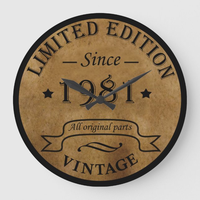 Born in 1981 vintage birthday large clock (Front)