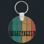 Born in 1982 vintage birthday key ring<br><div class="desc">You can add some originality to your wardrobe with this original 1982 vintage sunset retro-looking birthday design with awesome colours and typography font lettering, is a great gift idea for men, women, husband, wife girlfriend, and a boyfriend who will love this one-of-a-kind artwork. The best and most fun holiday present...</div>