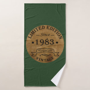 Born in 1983 antique vintage style birthday gift bath towel