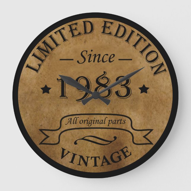 Born in 1983 vintage birthday gift large clock (Front)
