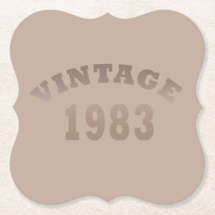 born in 1983 vintage birthday gift paper coaster