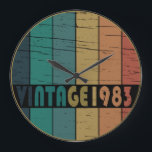 Born in 1983 vintage birthday large clock<br><div class="desc">You can add some originality to your wardrobe collection with this vintage classic birthday graphic design with awesome typography font lettering; It is a great gift for men, women, husbands, wife, girlfriend, and boyfriend who will love this one-of-a-kind artwork. The best and most fun holiday present for your happy birthday...</div>