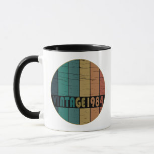 Born in 1984 colourful vintage style birthday mug