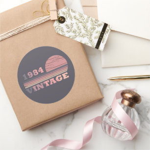 Born in 1984 elegant modern vintage birthday party classic round sticker