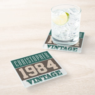 Born in 1984, Personalised Gift Glass Coaster