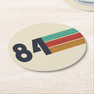 born in 1984 vintage birthday gift round paper coaster