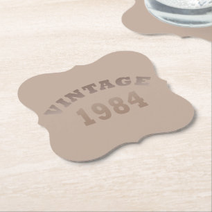 Born in 1984 vintage birthday paper coaster