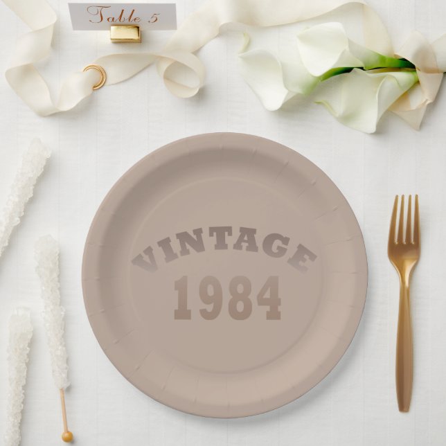 Born in 1984 vintage birthday paper plate (Wedding)