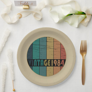 Born in 1984 vintage birthday paper plate