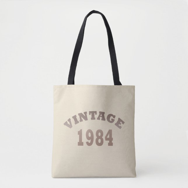 Born in 1984 vintage birthday tote bag (Front)