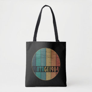 Born in 1984 vintage birthday tote bag