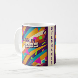 Born in 1985 Personalised Mug - 80s Neon Geometric