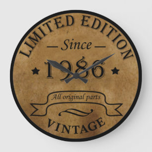 Born in 1986 antique vintage style birthday gift large clock