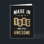 Born In 1986 Birthday Gift Awesome Card<br><div class="desc">Born 1986 Birthday Gift Awesome</div>