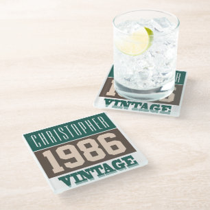 Born in 1986, Personalised Gift Glass Coaster