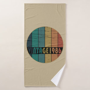 born in 1986 vintage birthday bath towel
