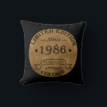 born in 1986 vintage birthday cushion<br><div class="desc">You can add some originality to your wardrobe collection with this vintage retro rustic graphic design with awesome typography font lettering, a great gift for men, women, husbands, wives, girlfriend, and a boyfriend who will love this one-of-a-kind artwork. The best and most fun holiday present for your happy birthday party....</div>