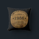 born in 1986 vintage birthday cushion<br><div class="desc">You can add some originality to your wardrobe collection with this vintage retro rustic graphic design with awesome typography font lettering, a great gift for men, women, husbands, wives, girlfriend, and a boyfriend who will love this one-of-a-kind artwork. The best and most fun holiday present for your happy birthday party....</div>
