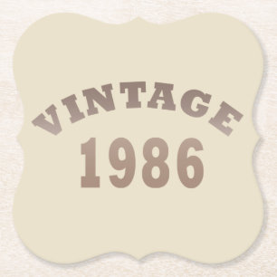 Born in 1986 vintage birthday gift paper coaster