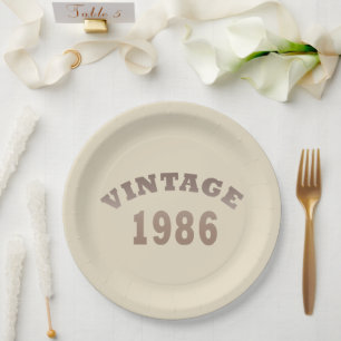 Born in 1986 vintage birthday gift paper plate