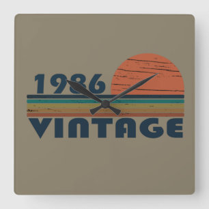 born in 1986 vintage birthday gift square wall clock