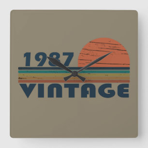 Born in 1987 elegant vintage birthday gift square wall clock