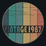 born in 1987 vintage birthday gift classic round sticker<br><div class="desc">You can add some originality to your wardrobe collection with this vintage retro rustic graphic design with awesome typography font lettering, a great gift for men, women, husbands, wives, girlfriend, and a boyfriend who will love this one-of-a-kind artwork. The best and most fun holiday present for your happy birthday party....</div>