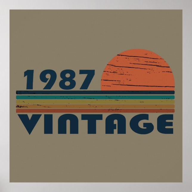 born in 1987 vintage birthday gift poster (Front)