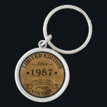 born in 1987 vintage birthday key ring<br><div class="desc">You can add some originality to your wardrobe collection with this vintage retro rustic graphic design with awesome typography font lettering, a great gift for men, women, husbands, wives, girlfriend, and a boyfriend who will love this one-of-a-kind artwork. The best and most fun holiday present for your happy birthday party....</div>
