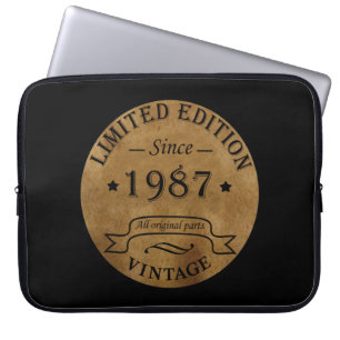 born in 1987 vintage birthday laptop sleeve