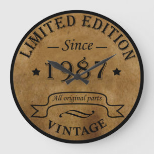born in 1987 vintage birthday large clock