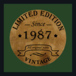 born in 1987 vintage birthday poster<br><div class="desc">You can add some originality to your wardrobe collection with this vintage retro rustic graphic design with awesome typography font lettering, a great gift for men, women, husbands, wives, girlfriend, and a boyfriend who will love this one-of-a-kind artwork. The best and most fun holiday present for your happy birthday party....</div>