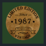 born in 1987 vintage birthday poster<br><div class="desc">You can add some originality to your wardrobe collection with this vintage retro rustic graphic design with awesome typography font lettering, a great gift for men, women, husbands, wives, girlfriend, and a boyfriend who will love this one-of-a-kind artwork. The best and most fun holiday present for your happy birthday party....</div>